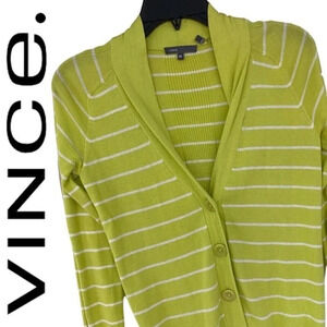 Vince.,‎ Stripe Cardigan, Button, V-neck
